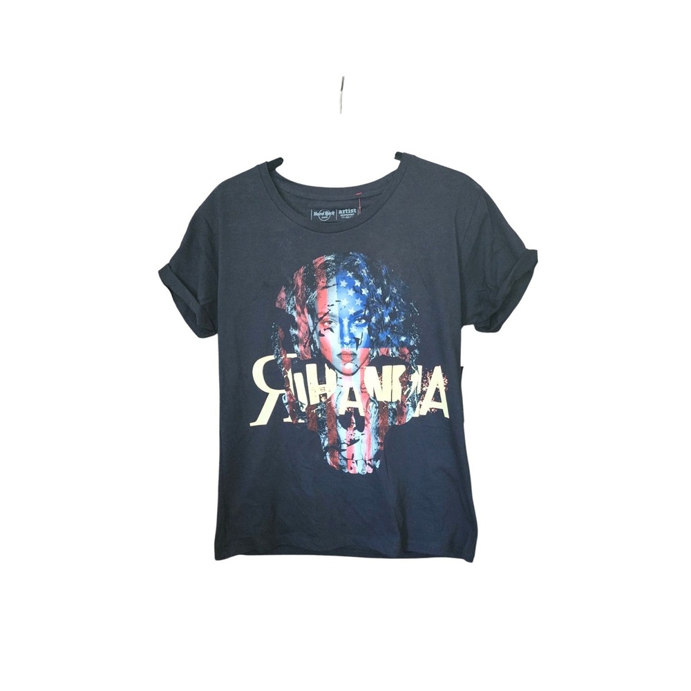 NWT Rihanna Hard Rock Cafe New York Guitar Black Shirt Ladies Med